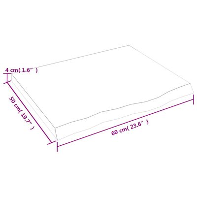 vidaXL Benkeplate til bad mørkebrun 60x50x(2-4) cm behandlet heltre