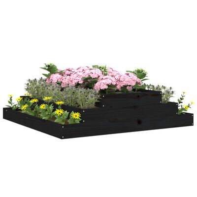 vidaXL Plantekasse svart 110x110x27 cm heltre furu