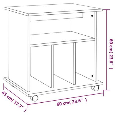 vidaXL Rulleskap røkt eik 60x45x60 cm konstruert tre