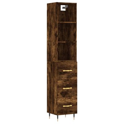 vidaXL Highboard røkt eik 34,5x34x180 cm konstruert tre