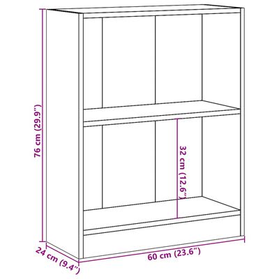 vidaXL Bokhylle røkt eik 60x24x76 cm konstruert tre