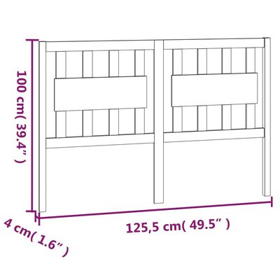 vidaXL Sengegavl hvit 125,5x4x100 cm heltre furu