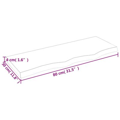 vidaXL Benkeplate til bad lysebrun 80x30x(2-4) cm behandlet heltre