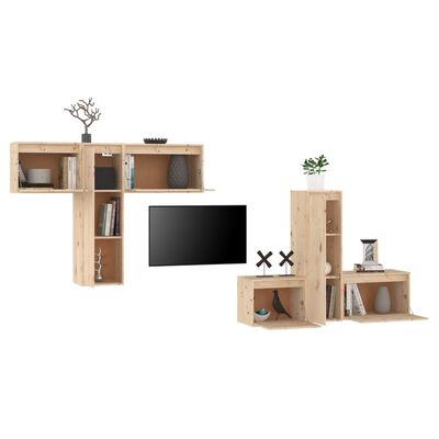 vidaXL TV-benker 6 stk heltre furu