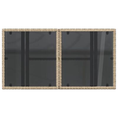 vidaXL Hagebord med glassplate beige 100x55x73 cm polyrotting