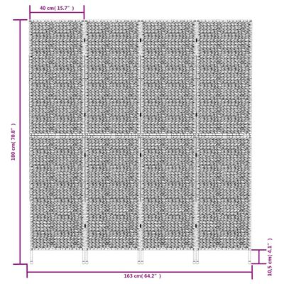 vidaXL Romdeler 4 paneler 163x180 cm vannhyasint