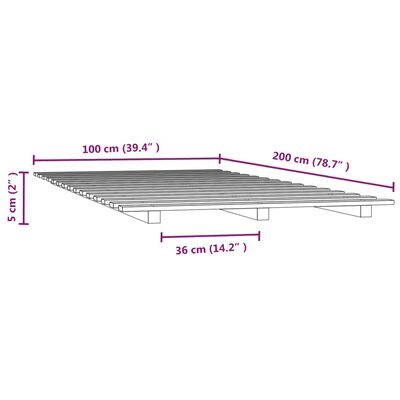 vidaXL Sengeramme svart 100x200 cm heltre furu