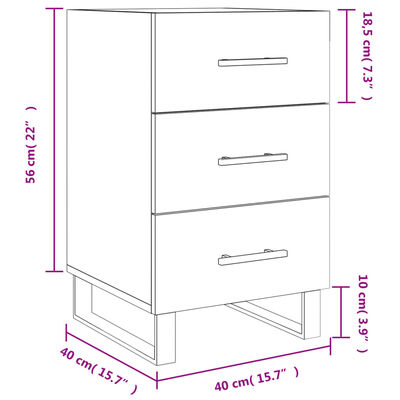 vidaXL Nattbord høyglans hvit 40x40x66 cm konstruert tre