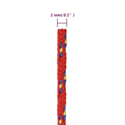 vidaXL Båttau rød 2 mm 250 m polypropylen