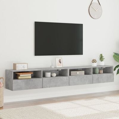 vidaXL Vegghengte TV-benker 2 stk betonggrå 100x30x30cm konstruert tre