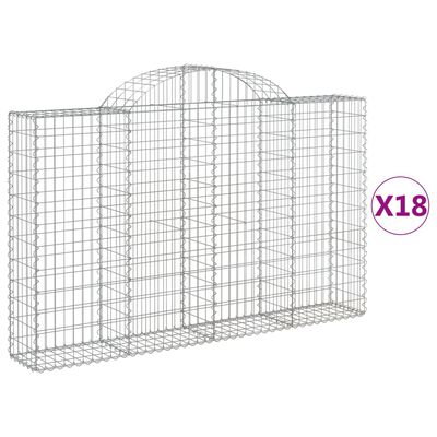 vidaXL Gabionkurver buede 18 stk 200x30x120/140 cm galvanisert jern