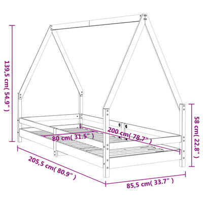 vidaXL Barnesengeramme hvit 80x200 cm heltre furu