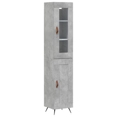 vidaXL Highboard betonggrå 34,5x34x180 cm konstruert tre