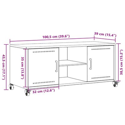 vidaXL TV-benk rosa 100,5x39x43,5 cm stål