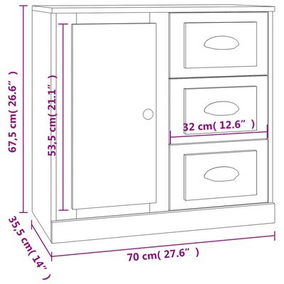 vidaXL Skjenk høyglans hvit 70x35,5x67,5 cm konstruert tre