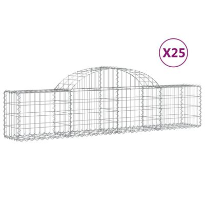 vidaXL Gabionkurver buede 25 stk 200x30x40/60 cm galvanisert jern