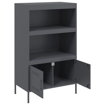 vidaXL Highboard antrasitt 68x39x113 cm stål