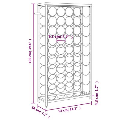 vidaXL Vinstativ for 45 flasker svart 54x18x100 cm smijern