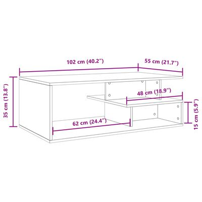 vidaXL Salongbord svart 102x55x35 cm konstruert tre