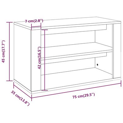 vidaXL Skohylle svart 75x35x45 cm konstruert tre