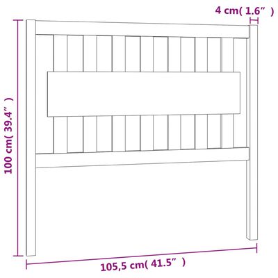 vidaXL Sengegavl svart 105,5x4x100 cm heltre furu