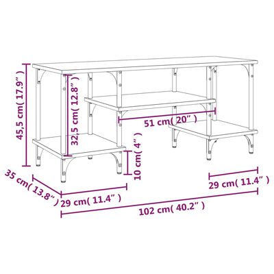 vidaXL TV-benk svart 102x35x45,5 cm konstruert tre