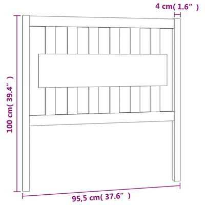 vidaXL Sengegavl hvit 95,5x4x100 cm heltre furu