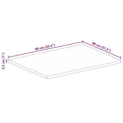 vidaXL Bordplate 90x80x2,5 cm naturlig kant heltre mango