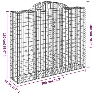 vidaXL Gabionkurver buede 7 stk 200x50x160/180 cm galvanisert jern