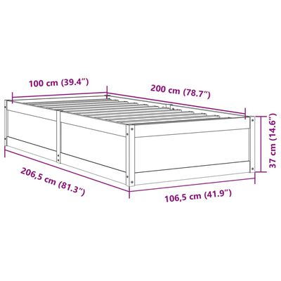 vidaXL Sengeramme uten madrass 100x200 cm heltre furu