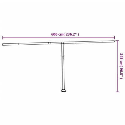 vidaXL Markisestolpesett hvit 600x245 cm jern