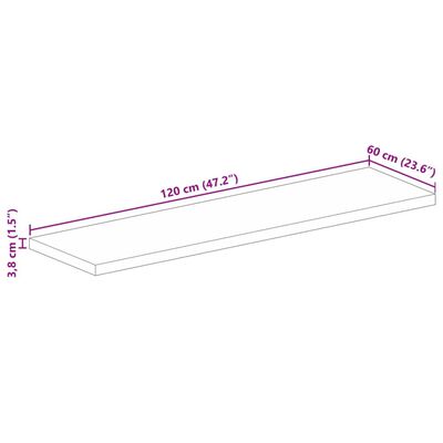 vidaXL Bordplate 120x60x3,8 cm rektangulær gjenvunnet heltre