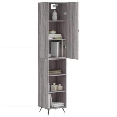 vidaXL Highboard grå sonoma 34,5x34x180 cm konstruert tre