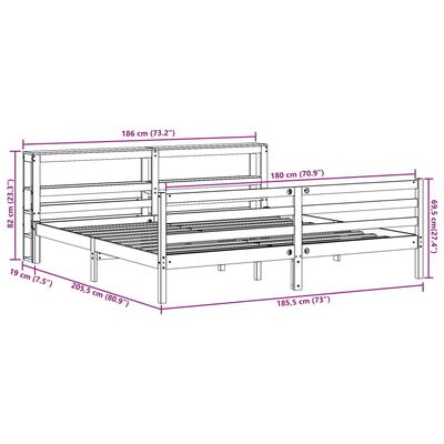 vidaXL Sengeramme uten madrass hvit 180x200 cm heltre furu