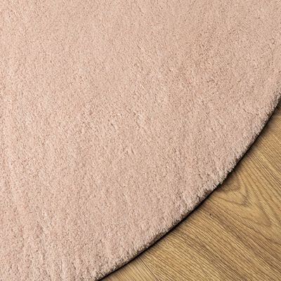 vidaXL Teppe HUARTE kort luv mykt og vaskbart blush Ø 80 cm