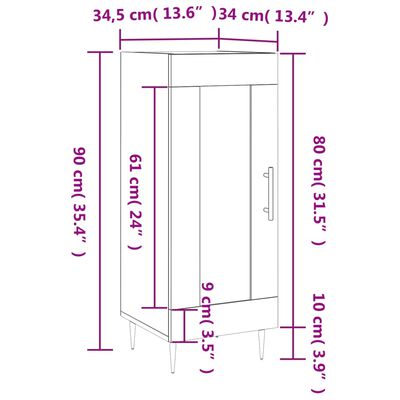 vidaXL Skjenk røkt eik 34,5x34x90 cm konstruert tre