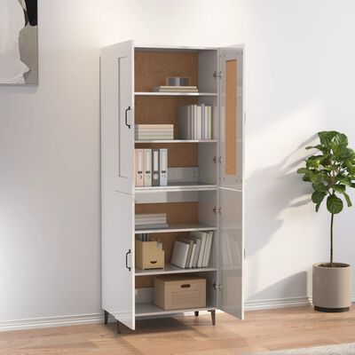 vidaXL Highboard høyglans hvit 70x34x180 cm konstruert tre