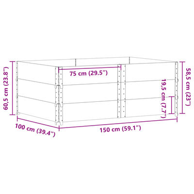 vidaXL Pallekarmer 3 stk svart 150x100 cm heltre furu