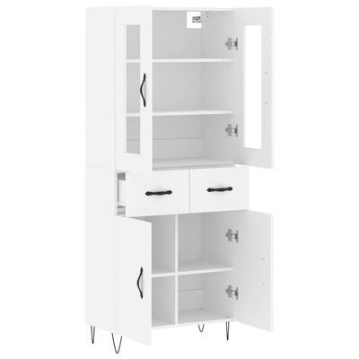 vidaXL Highboard hvit 69,5x34x180 cm konstruert tre