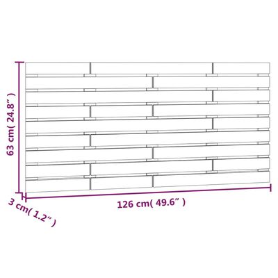 vidaXL Veggmontert hodegavl 126x3x63 cm heltre furu