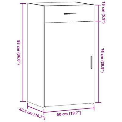 vidaXL Skjenk brun eik 50x42,5x93 cm konstruert tre