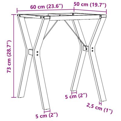 vidaXL Ben for spisebord Y-ramme 60x50x73 cm støpejern