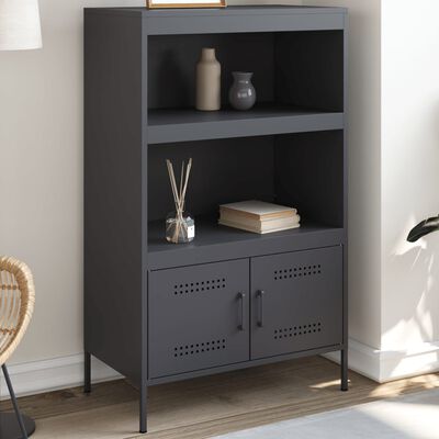 vidaXL Highboard antrasitt 68x39x113 cm stål