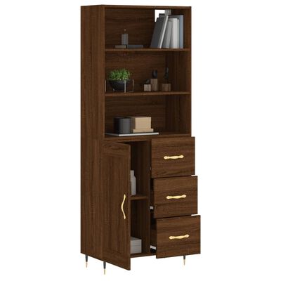 vidaXL Highboard brun eik 69,5x34x180 cm konstruert tre