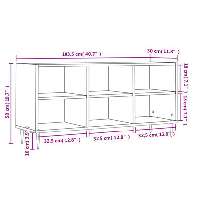 vidaXL TV-benk svart 103,5x30x50 cm konstruert tre