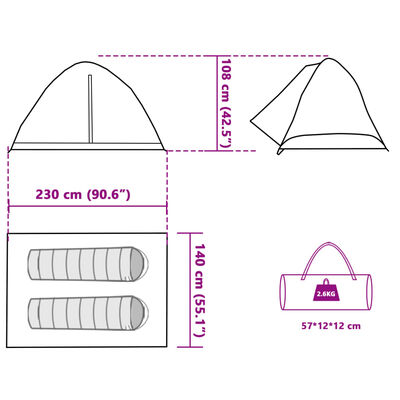 vidaXL Kuppeltelt for camping 1 person blå vanntett