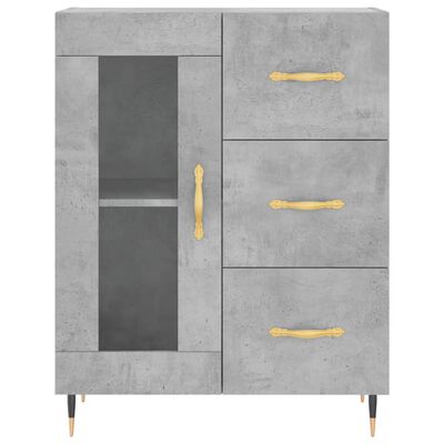 vidaXL Highboard betonggrå 69,5x34x180 cm konstruert tre