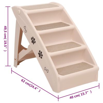 vidaXL Hundetrapp sammenleggbar kremhvit 62x40x49,5 cm