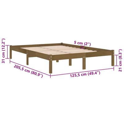 vidaXL Sengeramme honningbrun heltre furu 120x200 cm