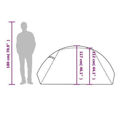 vidaXL Kuppeltelt for camping 2 personer hvit blendingsstoff vanntett